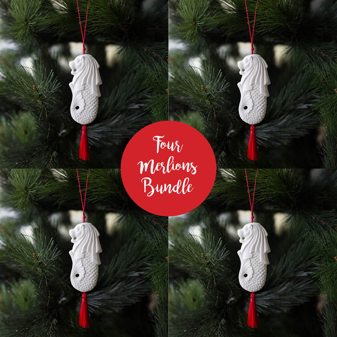 4 Christmas Merlions with Gift Boxes - Bundle Deal