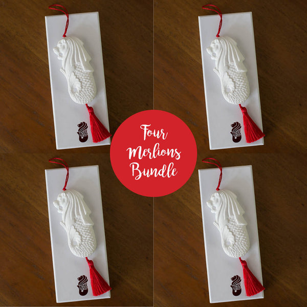Four Christmas Merlions with Gift Box Bundle Deal