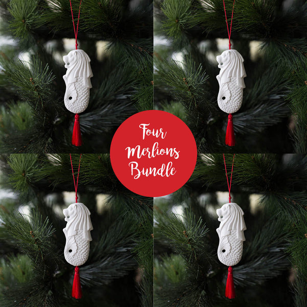 Four Christmas Merlions with Gift Box Bundle Deal